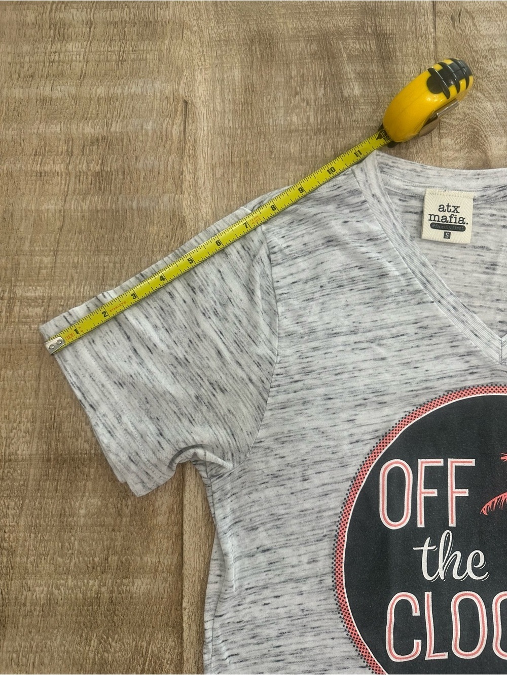 ATX Mafia “Off the Clock” Graphic Tee | V-Neck | Heather Gray | Size S - Picture 8 of 15